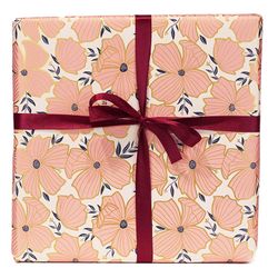 Gavepapir 40 cm Dagmar med lyserøde blomster