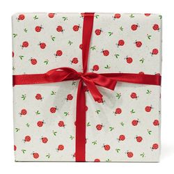 Mariehøne design på gavepapir. 