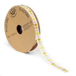 Flotte påskeæg i mange farver trykt på ribbet gavebånd